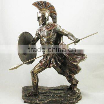 Roman mythology achilles life size warrior bronze statue with shield and spear