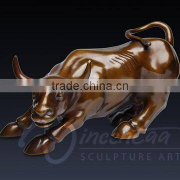 Home Decorative Small Size Wall Street Bull Bronze Animal Sculpture photo-3