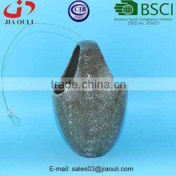 BSCI Audit Factory Handle Shape Ceramic Hanging Basket Planter, Plant Pot Stand With Hanger photo-4
