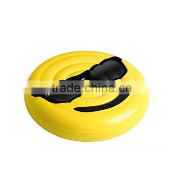 2017 hot selling leasure giant yellow emoji inflatable pool float outdoor swiming raft water party lounge for kids and adults