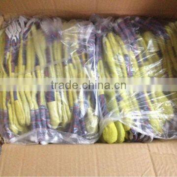 DDSAFETY 2017 Yellow Cow Split Leather Gloves Stripe Cotton Back Safety Gloves photo-2