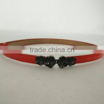 Wholesale Adjustable Flower Pattern Buckle Sex Women Lady Thin PU Waist Belt photo-6