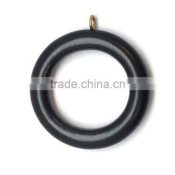 Circle Wood Curtain Rod Ring With Screw Eyelet, Black Wood, ID40mm/OD65mm photo-3