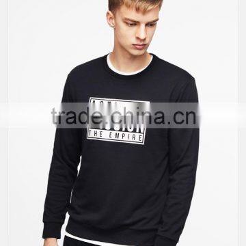 The fashion young boys wear pure color letter printing plain customed fleece loose leisure sweatshirt crewneck for men