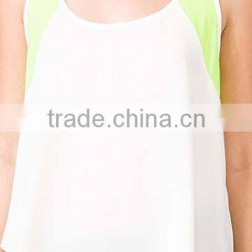 Oem Women's Clothing Hot New Design Sexy Lady Mesh Stitching Vest Chiffon Shirt photo-3