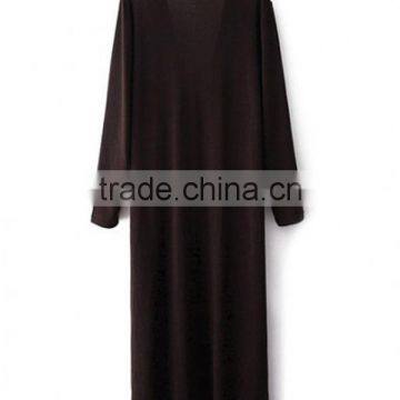 Latest Design Casual Fashion Long Sleeve v Neck Open Front Loose Fit Maxi Dress Muslimah photo-2