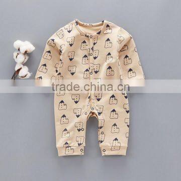 Wholesale New Born Snap Buttons Small House Printed Cotton Jumpsuit photo-4