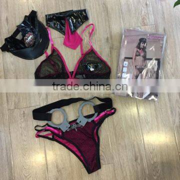 High Quality Pink Mesh Sexy Police Girl Uniform photo-4