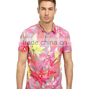 Latest design sublimated full summer flower printed polo shirt 100% polyester polo shirt