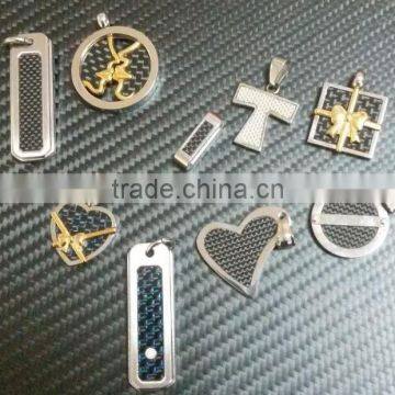 custom own shape carbon fiber keyrings pendant unique material carbon fiber necklace pendant for sales