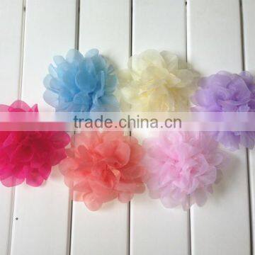 Factory Price Colorful Baby Girl Soild Flower Chiffon Headband Baby DIY Headdress Decorated