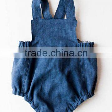 Summer Latest Design Baby Girls Clothes Toddler Soild Pink Jumpsuit Infant Sleeveless Linen Fabric Romper photo-2