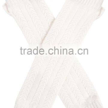 Cable Knit Long Cashmere Fingerless Gloves Lady Arm Warm Gloves photo-6