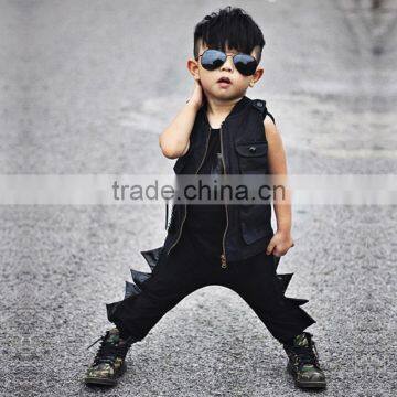 S17533A Boys Cotton Jumpsuit Newborn Summer Dino Dinosaur Kids Jumpsuits photo-4