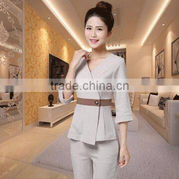 Custom Fashion Slim Fit Latest Design Spa Shop Staff Workwears Uniforms for Women photo-6