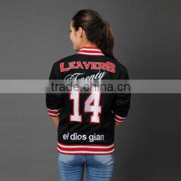Customize Custom Youth Size Black Women Ladies Baseball Letterman Bomber Cheap American School Uniform College Varsity Jacket photo-3