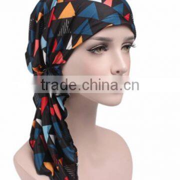 New Stretch Cloth Print Scarf Cap Scarf Hat Chemotherapy Hat photo-3