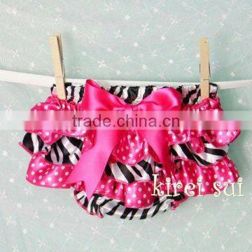 Baby Hot Pink Polka Dots Zebra Satin Ruffles Bloomers Panties BSZM5