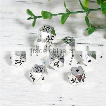 Zinc Based Alloy Spacer Beads Square Antique Silver Tortoise Faceted