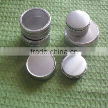 round aluminum tin jar