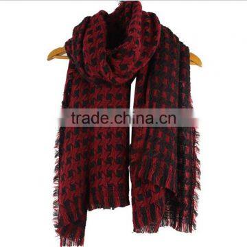 Women Soft Fringe Winter Plaid Cashmere Scarf
