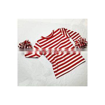 Wholesale baby girl clothes ruffle red stripe shirt boutique christmas girls red shirt