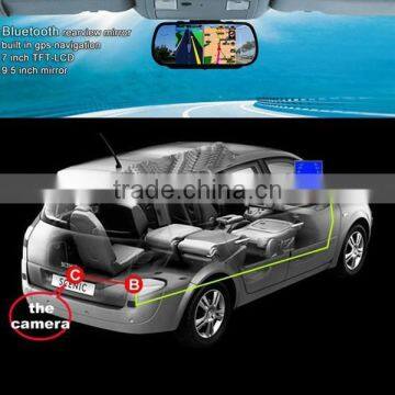 7 Inch GPS Navigation Car Camera System Rearview Mirror Monitor photo-5