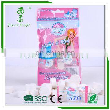 Eco Friendly100% Rayon Material OEM Compressed Tissue/magic Coin Hotel Napkins/paper Roll Compressed Tablet Wipe photo-4