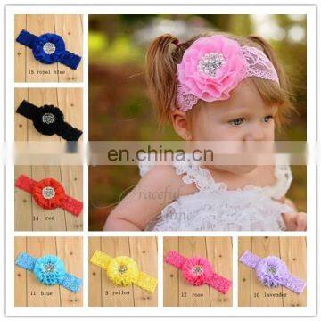 NEW lace Baby Headbands Boutique flower +pearl hair accessories for kids