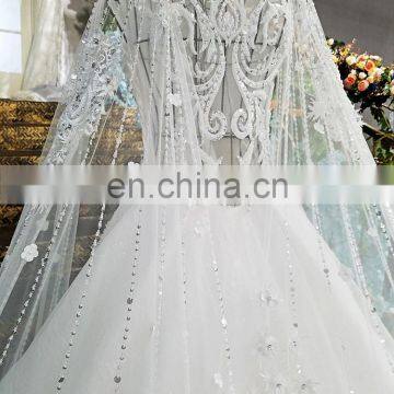 LS00218 White Arab Long Sleeve Muslim Sexy See Through Corset Saree Designs Wedding Dress photo-5