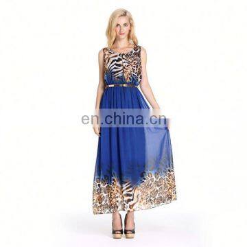 Wholesale Price High Quality Blue Chiffon Rhinestone Prom Dresses