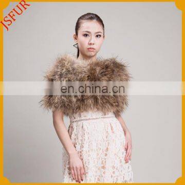 Wholesale elegant natural color raccoon fur cape for women