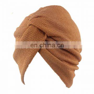 Fashion Style Poplin Gauze Perm Turban Hood Hat Noble Retro Indian Hat photo-2