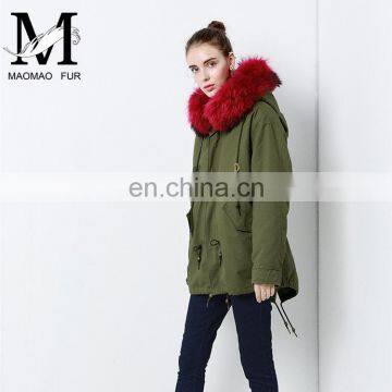 2016 Top Selling Fashion European Outwear Warm Raccoon Fur Collar Hood Winter Jacket Parka photo-5