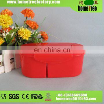 Red Attactive Rectangle Medium Size Bento Office Lunch Box Plastic With Dividers