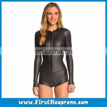 Back Zipper 2/3MM Neoprene CR Rubber Women Long Sleeve Smooth Skin Shorty Diving Suit photo-4