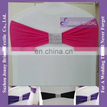 SH047B fushia polyester spandex fabric bow for chair bands with rhinestone buckle