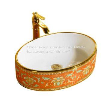 Made in China colored ceramic art wash bathroom face basin bowl