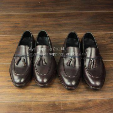 Mens handmade goodyear slip on shoes full genuine leather made loafers