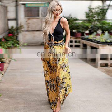 2020 Summer New Arrivals Ladies Sexy Slit Printed Long Skirt Women Casual Floral Skirt photo-2