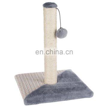 Grey Beige Sofa Fabric Sisal Cat Tree With Playing Toy