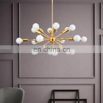 Hotel Project Antique Gold Glass Chandelier Home Decorative Led Metal Ceiling Chandelier Light photo-2