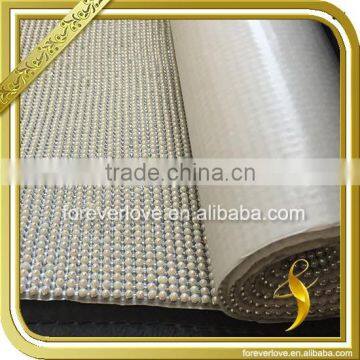 Aluminum base hotfix glue plastic crystal pearl and rhinestone mesh trimming 24cmx40cm FRM-158