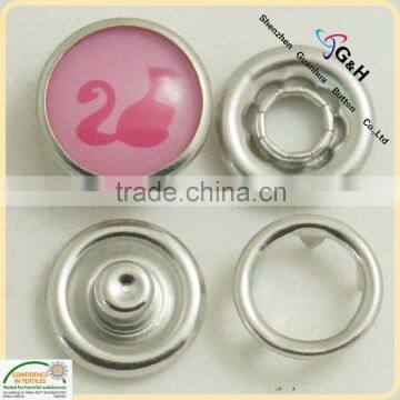 pink color printed pearl snap button for girl clothes