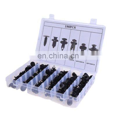 Hot Sale Universal car clips 190Pcs/kit 6 Sizes Plastic Fastener Rivet Clips Auto Fastener Car Push Pin Rivet Trim Clips