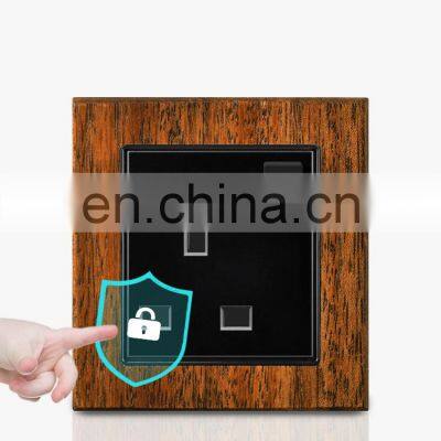Universal 5 Pin Wall Socket With Switch 16A Thick Solid Wood Panel 86*86mm Socketes and Switches Electrical With LED Light photo-3