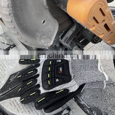 Sunnyhope Custom Logo13G Hppe Durable Safety Level 5 cut resistant Impact Mechanic gloves
