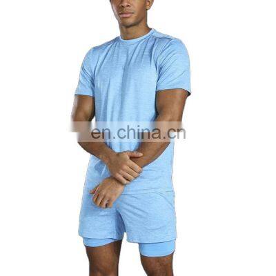 Good quality summer blank cotton shorts two peice jogger set with short sleeve sports t-shirt shorts suit