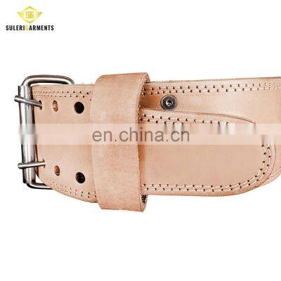 Fitness Gear High Quality Genuine Leather Adjustable Fitness Power Lifting Leather Belt Waist Support Belt photo-5