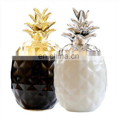 Storage Jar With Lid Design Ceramic Gloden Pineapple Custom 3d Box Kitchen Storage Bottles & Jars Cover Customized Logo Support